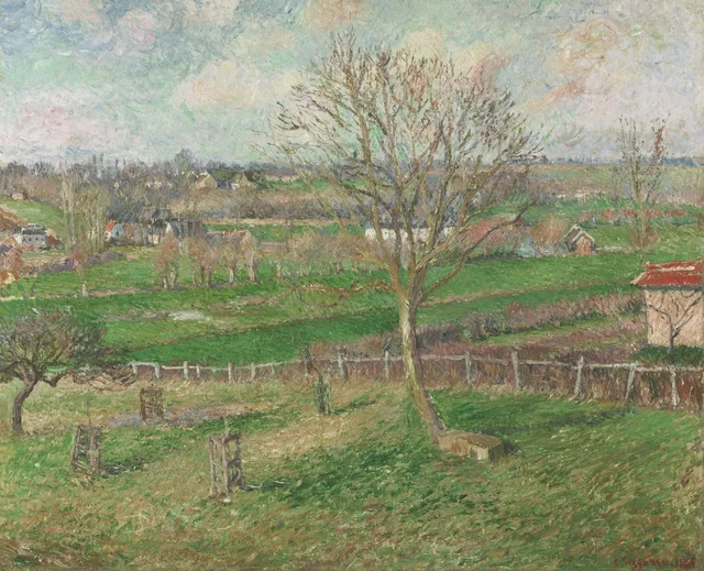 El campo y el gran nogal en invierno, Éragny, Camille Pissarro