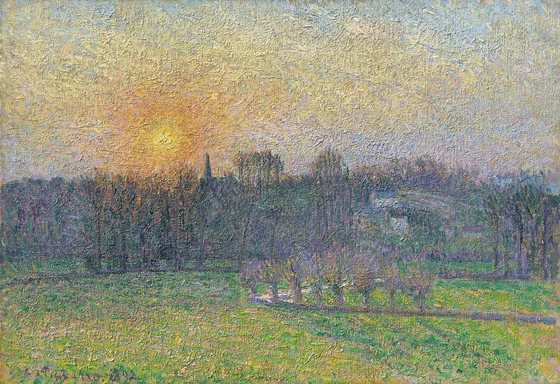 Vue de Bazincourt, coucher de soleil