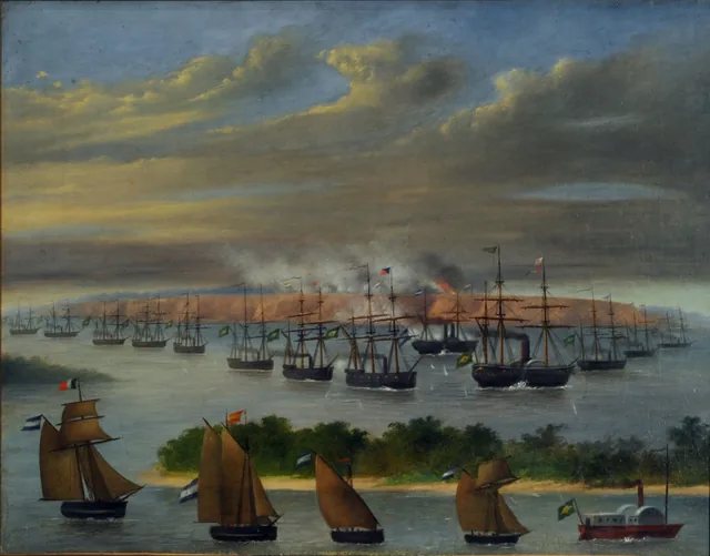 A esquadra no canal Privado do Passo da Pátria, em 23 de abril de 1866, Cándido López