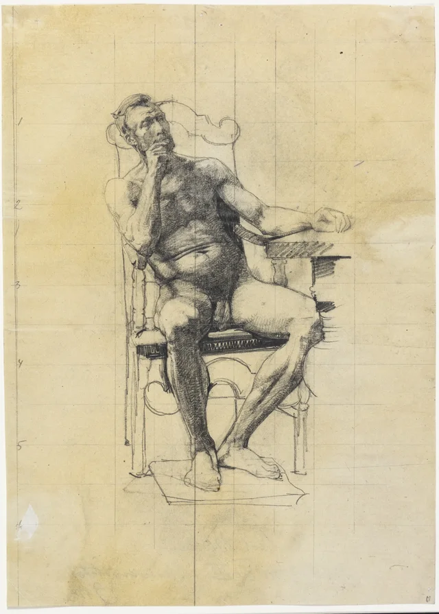 男性モデルの姿（1887-89年の大学の絵のフレゼリク3世像のための習作）
