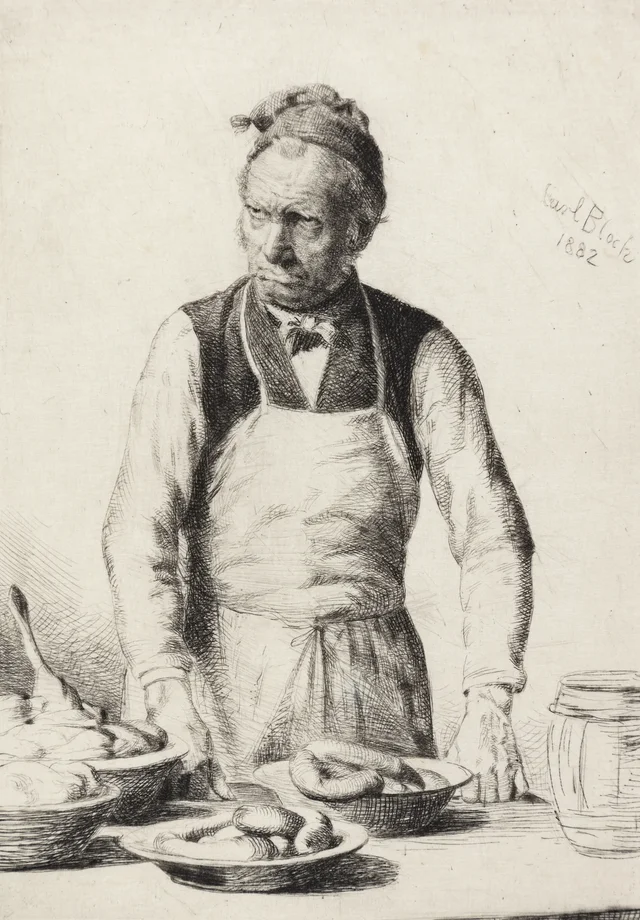 L'Épicier derrière son comptoir, Carl Bloch