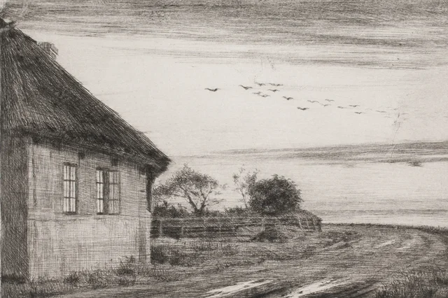 Paisaje vespertino en Hellebæk (2.ª prueba de ensayo)