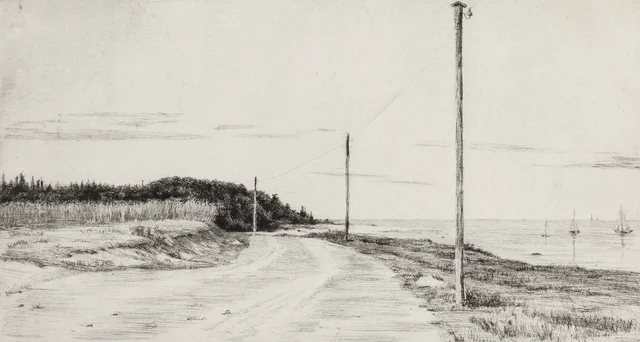 Strandvejen cerca de la plantación de Hornbæk (1.ª prueba de ensayo), Carl Bloch