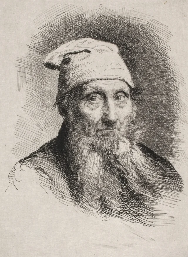 Un anciano con gorro. Busto (antes de la letra), Carl Bloch