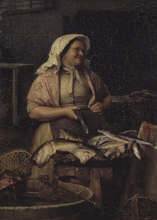 Una mujer vendiendo pescado, Carl Bloch
