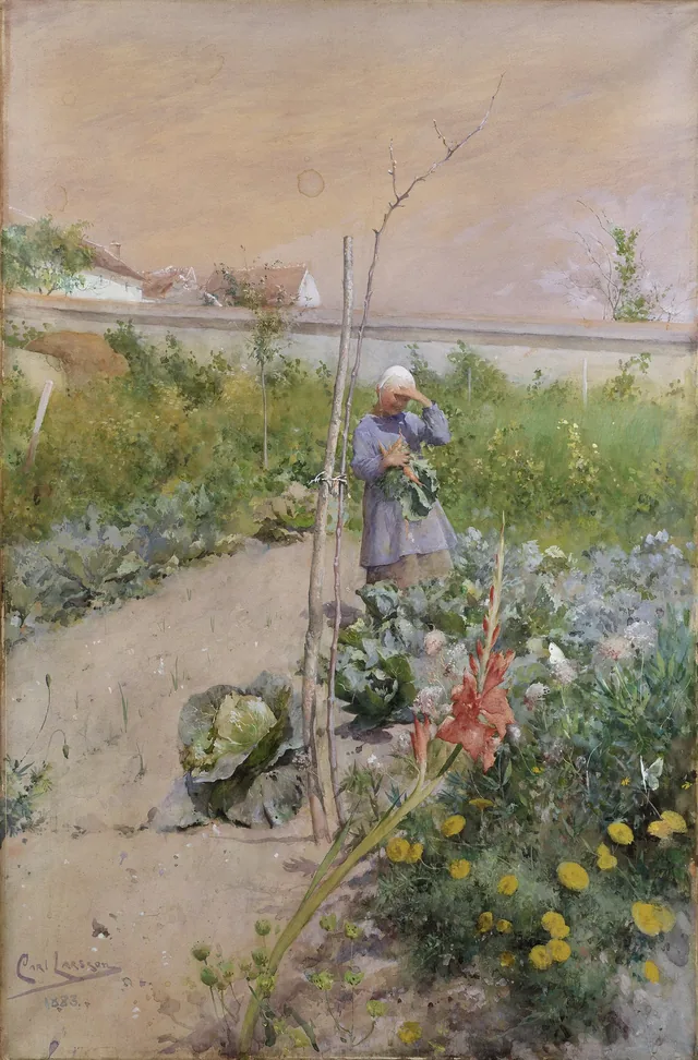 菜園で