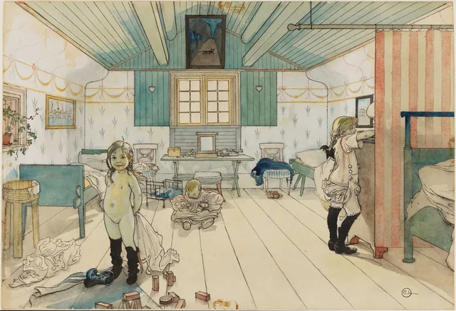 ママと娘たちの部屋（『わが家』26点の水彩画より）