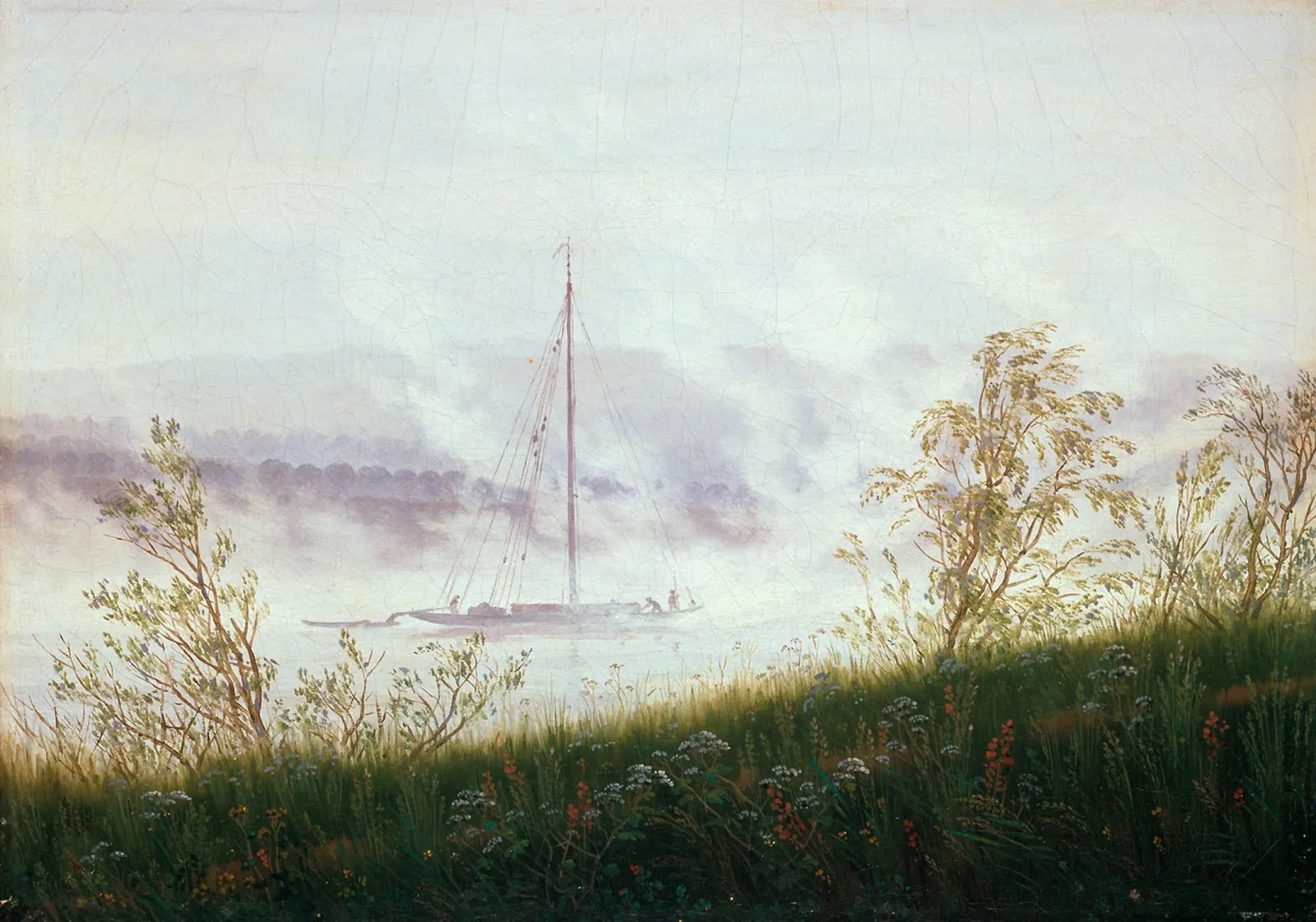 Barque dans le brouillard matinal, Caspar David Friedrich