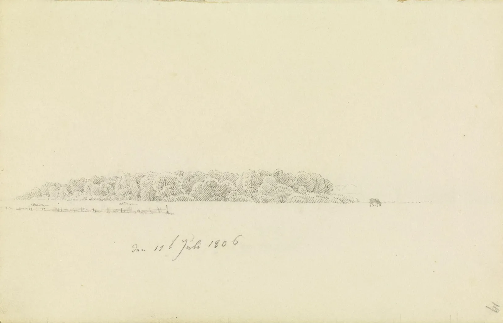 Paysage d'arbres avec un cheval au pré, Caspar David Friedrich