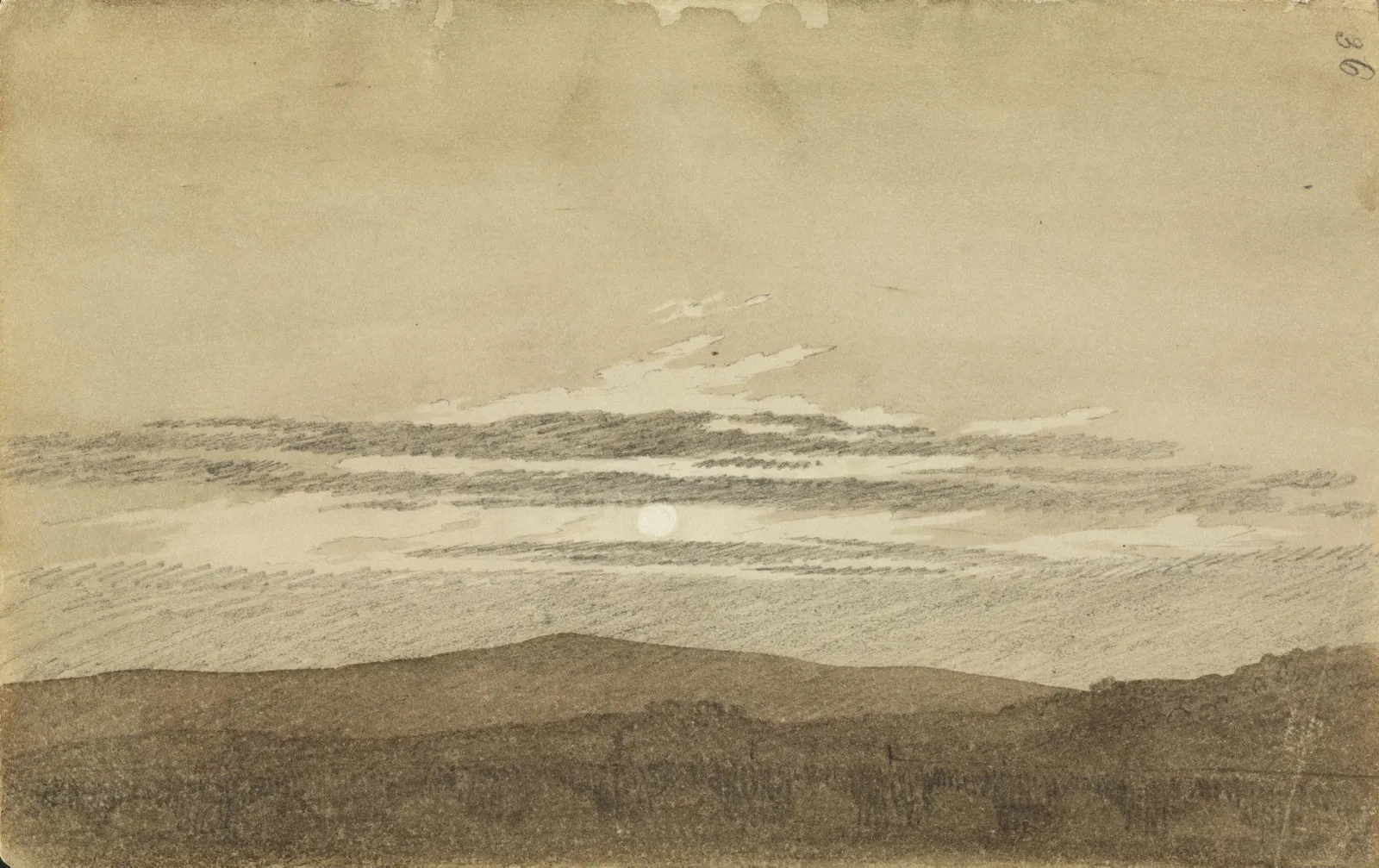 Paysage de montagne au soleil couchant, Caspar David Friedrich
