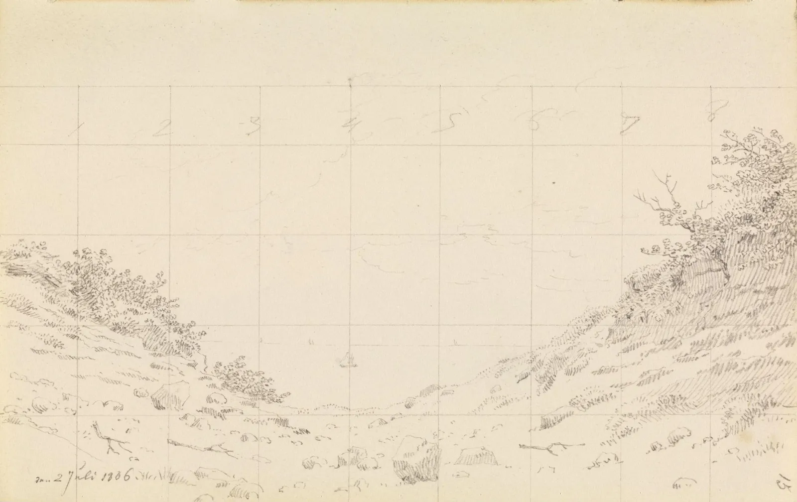 Vue de la mer par une échancrure du rivage, Caspar David Friedrich