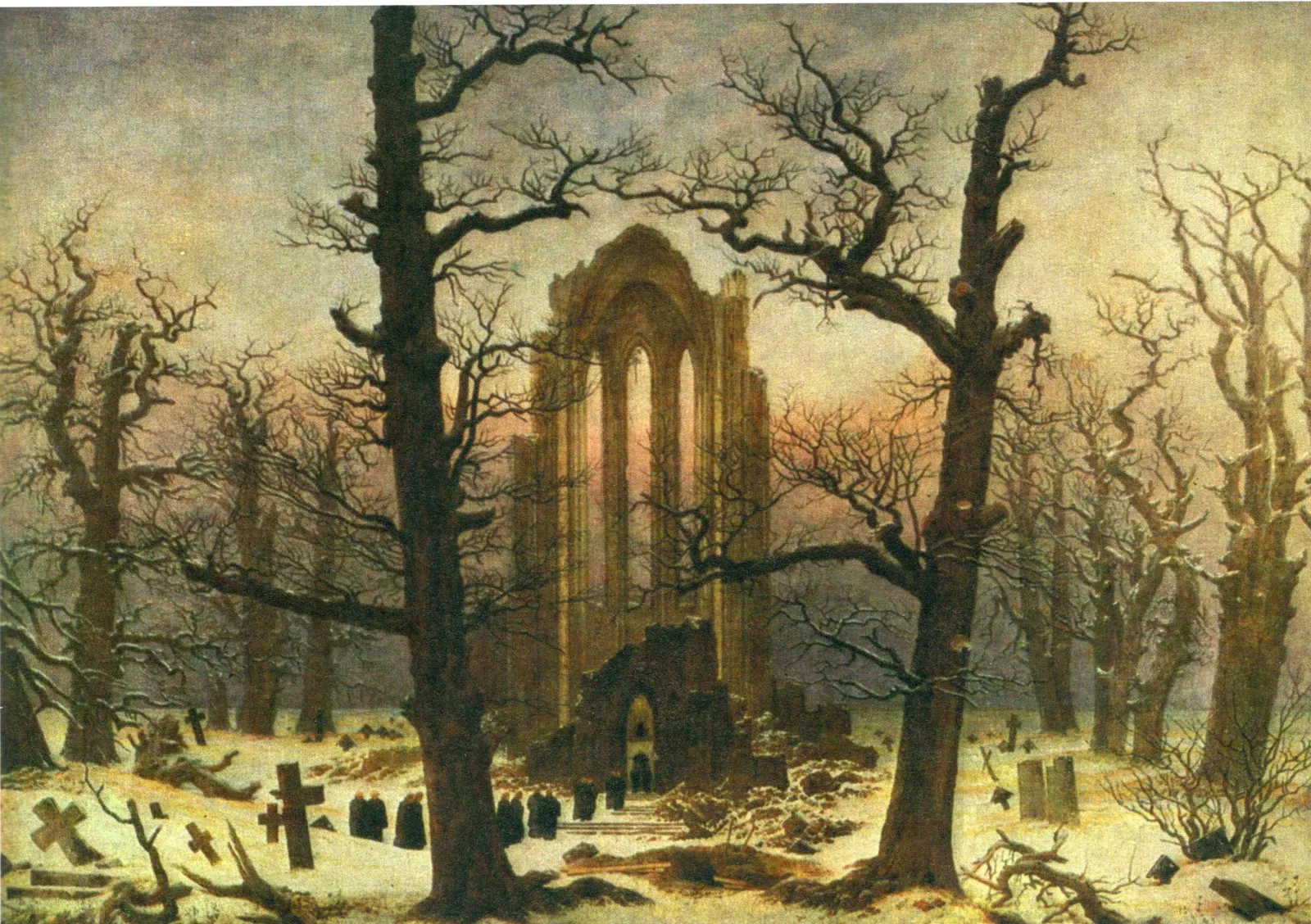 Cimetière d'un cloître sous la neige, Caspar David Friedrich