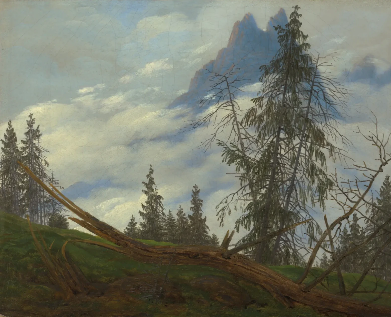 Cresta de alta montaña con nubes arrastradas, Caspar David Friedrich