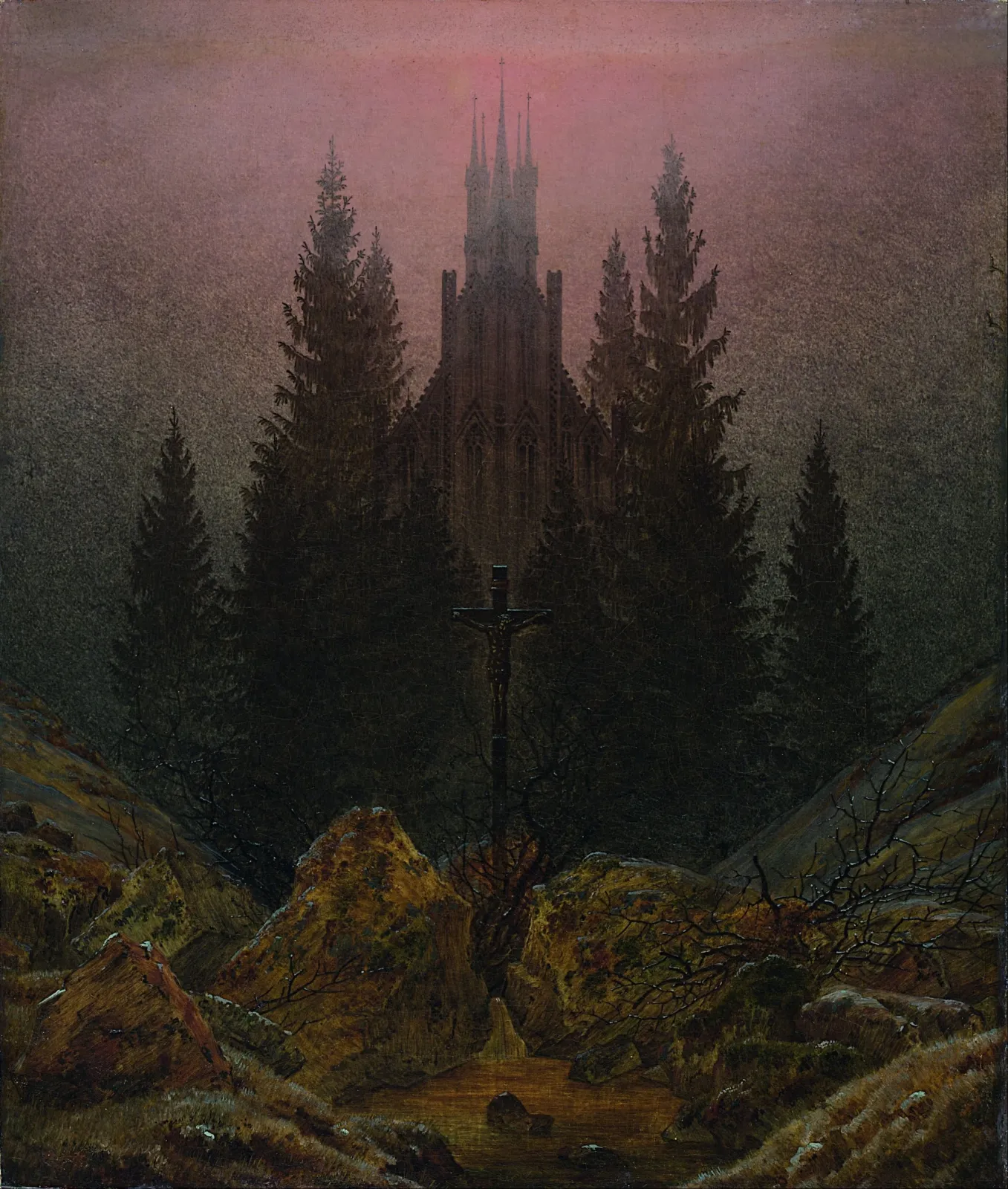 Croix et cathédrale dans la montagne, Caspar David Friedrich