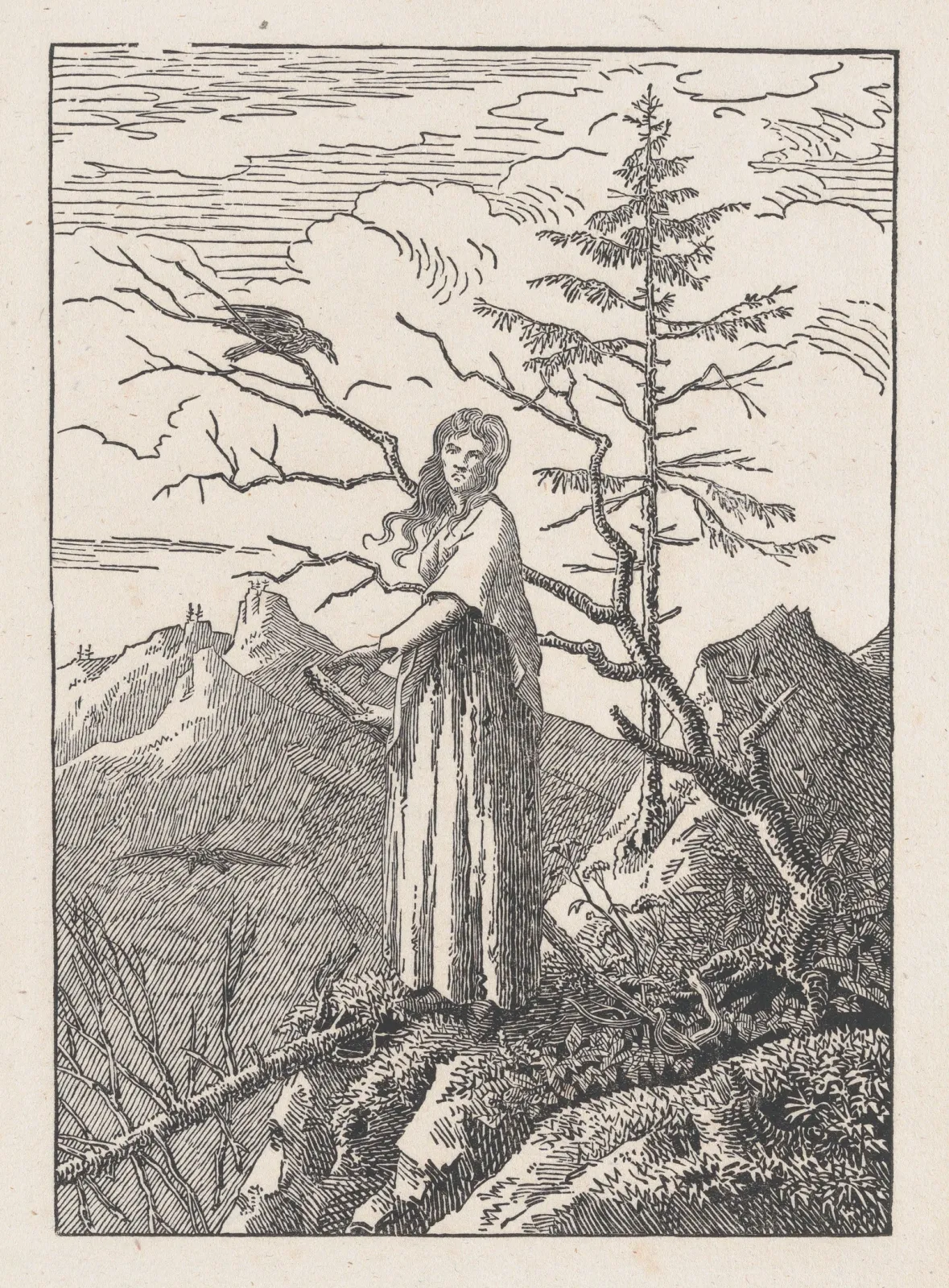 La Femme au corbeau au bord de l'abîme, Caspar David Friedrich