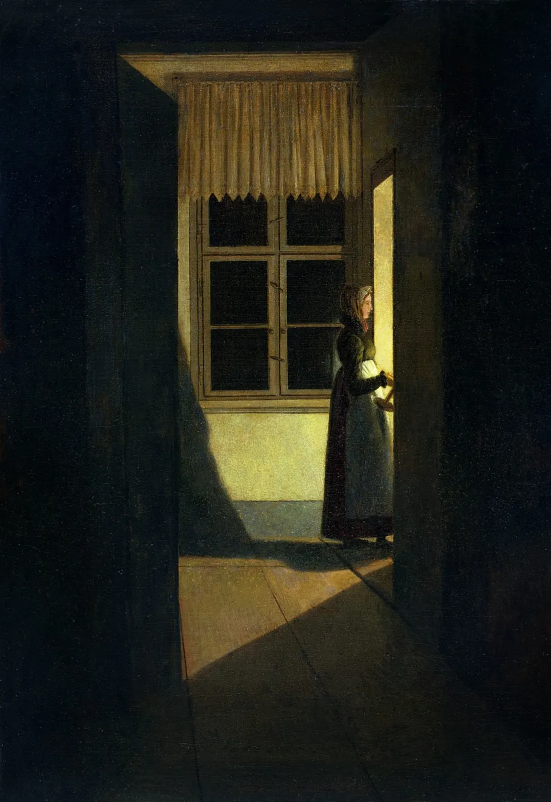 Femme descendant avec une bougie, Caspar David Friedrich