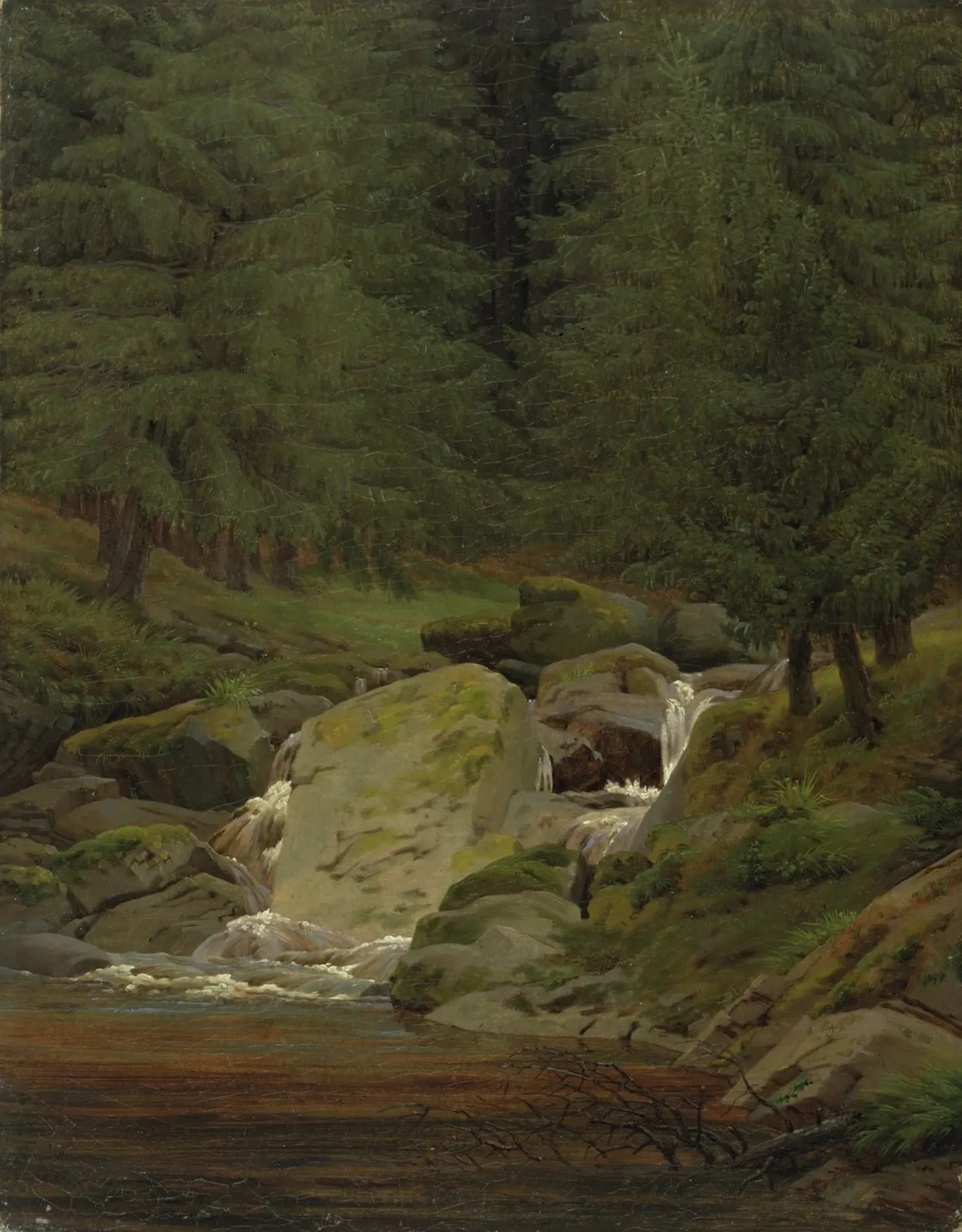 Forêt de sapins avec cascade, Caspar David Friedrich