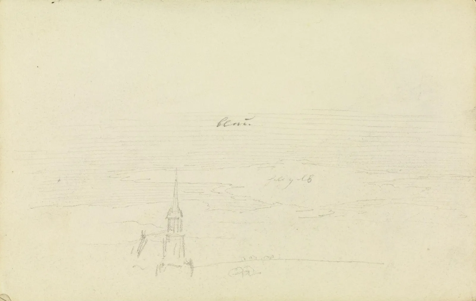 Flèche de clocher sur le ciel, Caspar David Friedrich