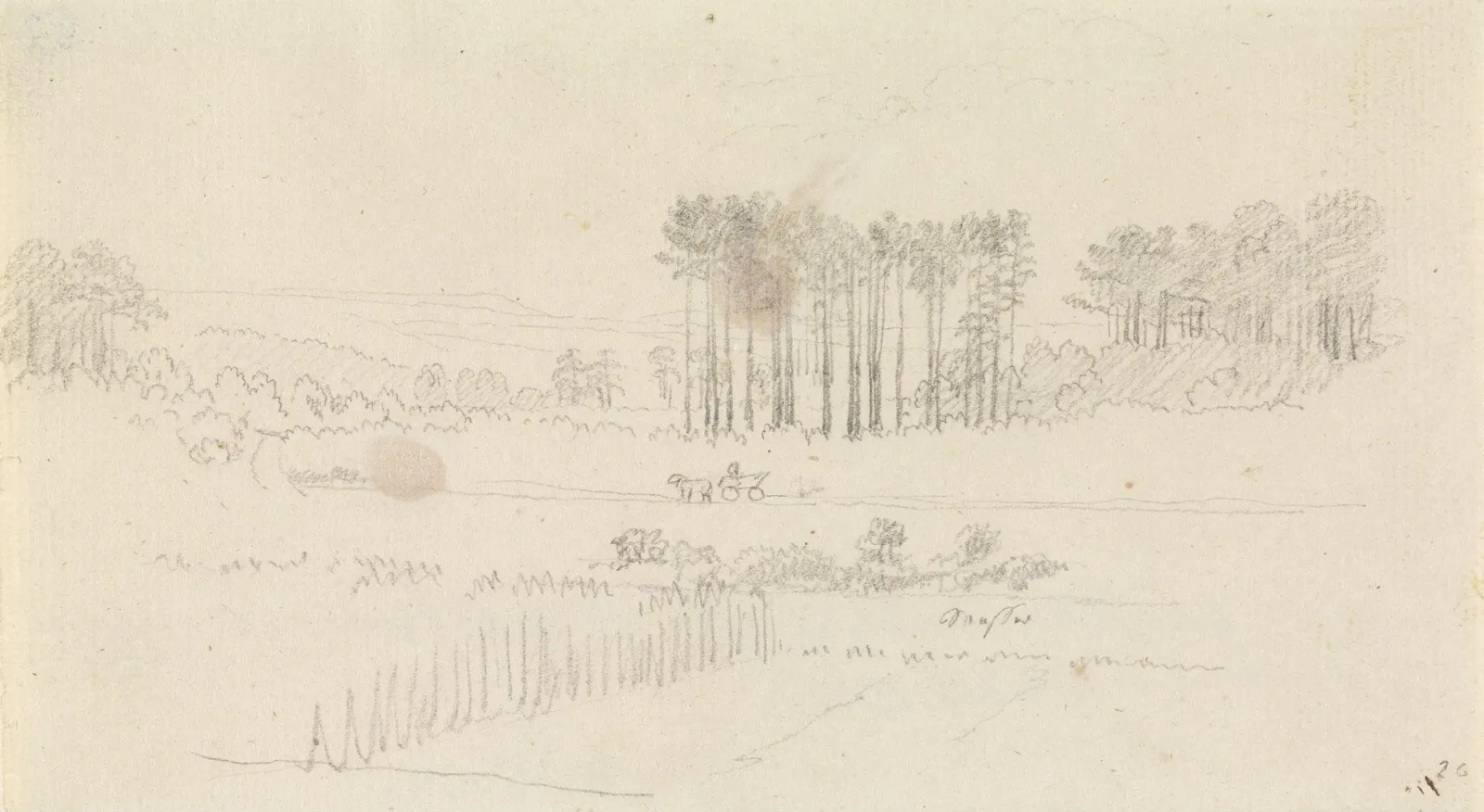 Paysage aux grands pins, avec un attelage, Caspar David Friedrich