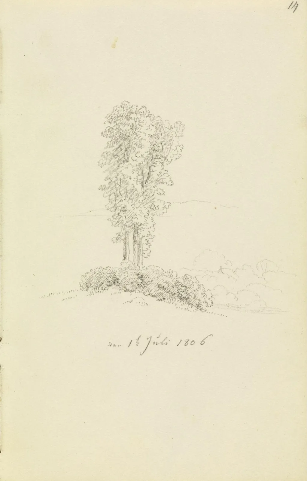 Paysage de colline et d'arbres, Caspar David Friedrich