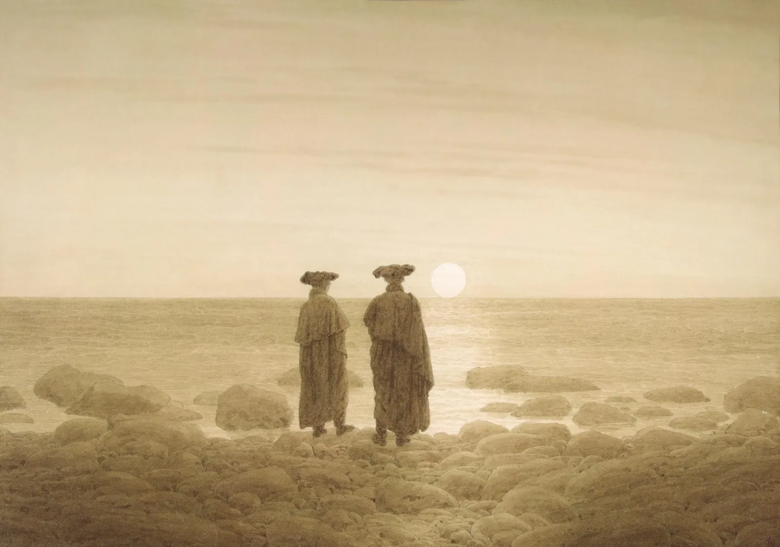 Lever de lune (deux hommes au bord de la mer), Caspar David Friedrich