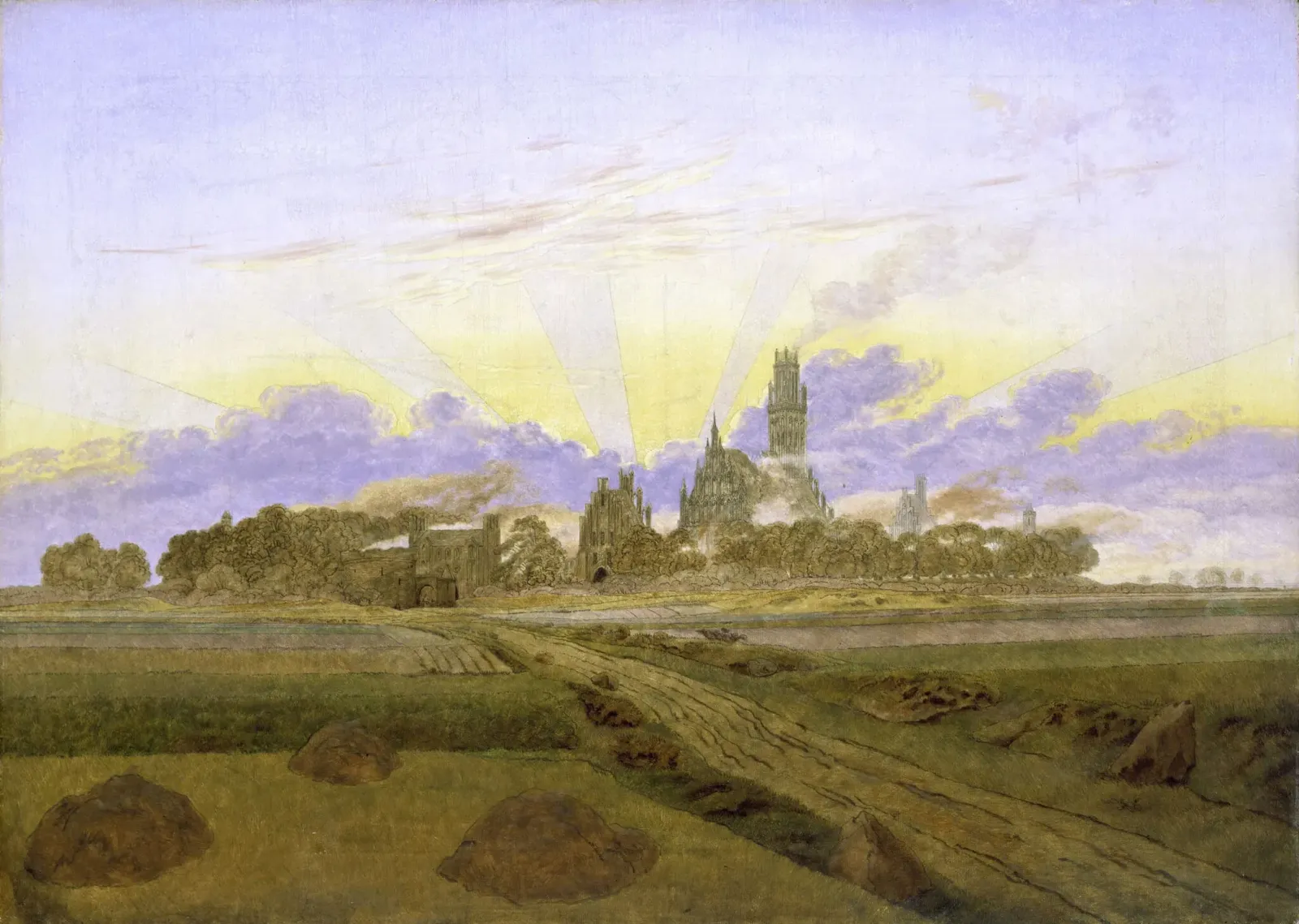 Neubrandenburg en flammes, Caspar David Friedrich