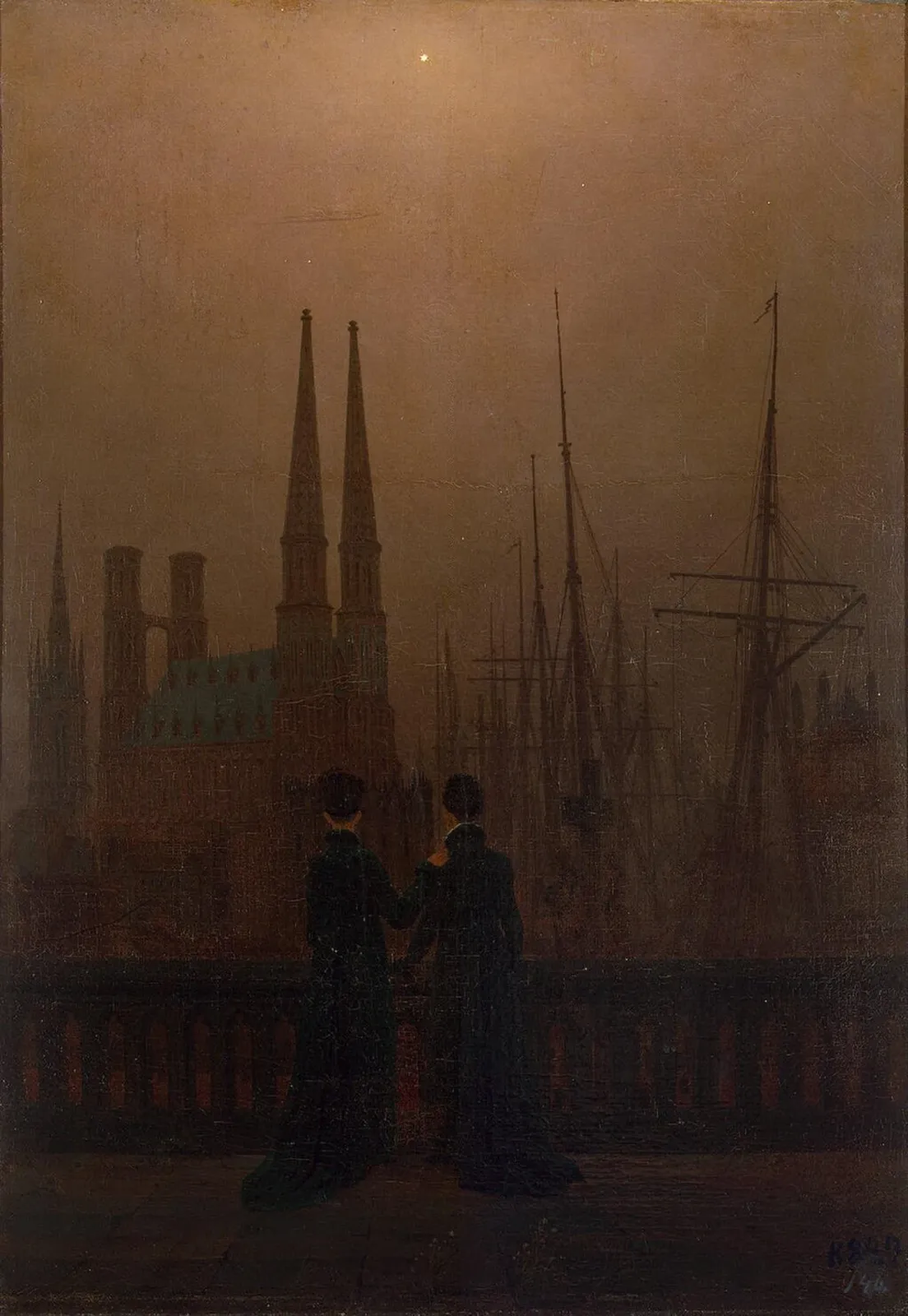 Nuit au port, Caspar David Friedrich