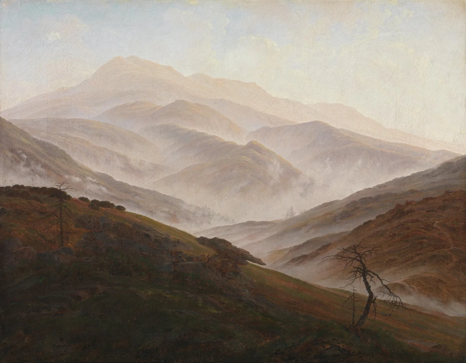Paysage des Monts des Géants avec le brouillard montant, Caspar David Friedrich