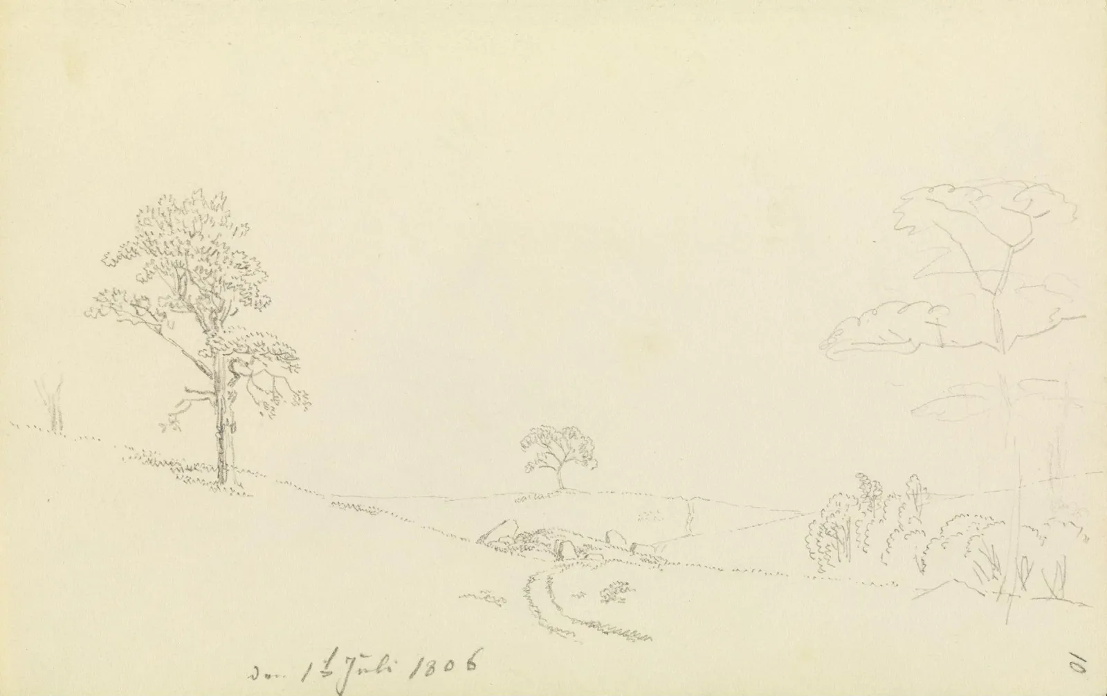 Collines de Rügen avec un dolmen écroulé, Caspar David Friedrich