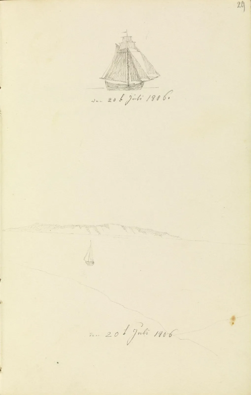 Voilier et vue de la falaise de Rügen sur la côte nord de Hiddensee, Caspar David Friedrich