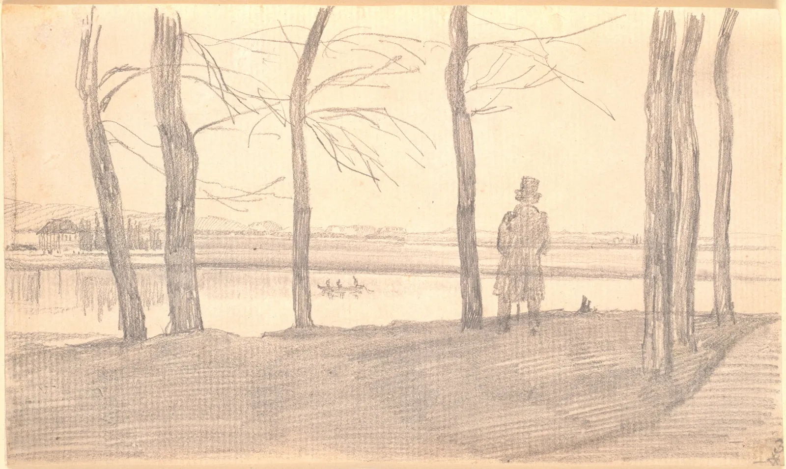 Vue de l'Elbe ; à gauche, une maison de campagne, Caspar David Friedrich