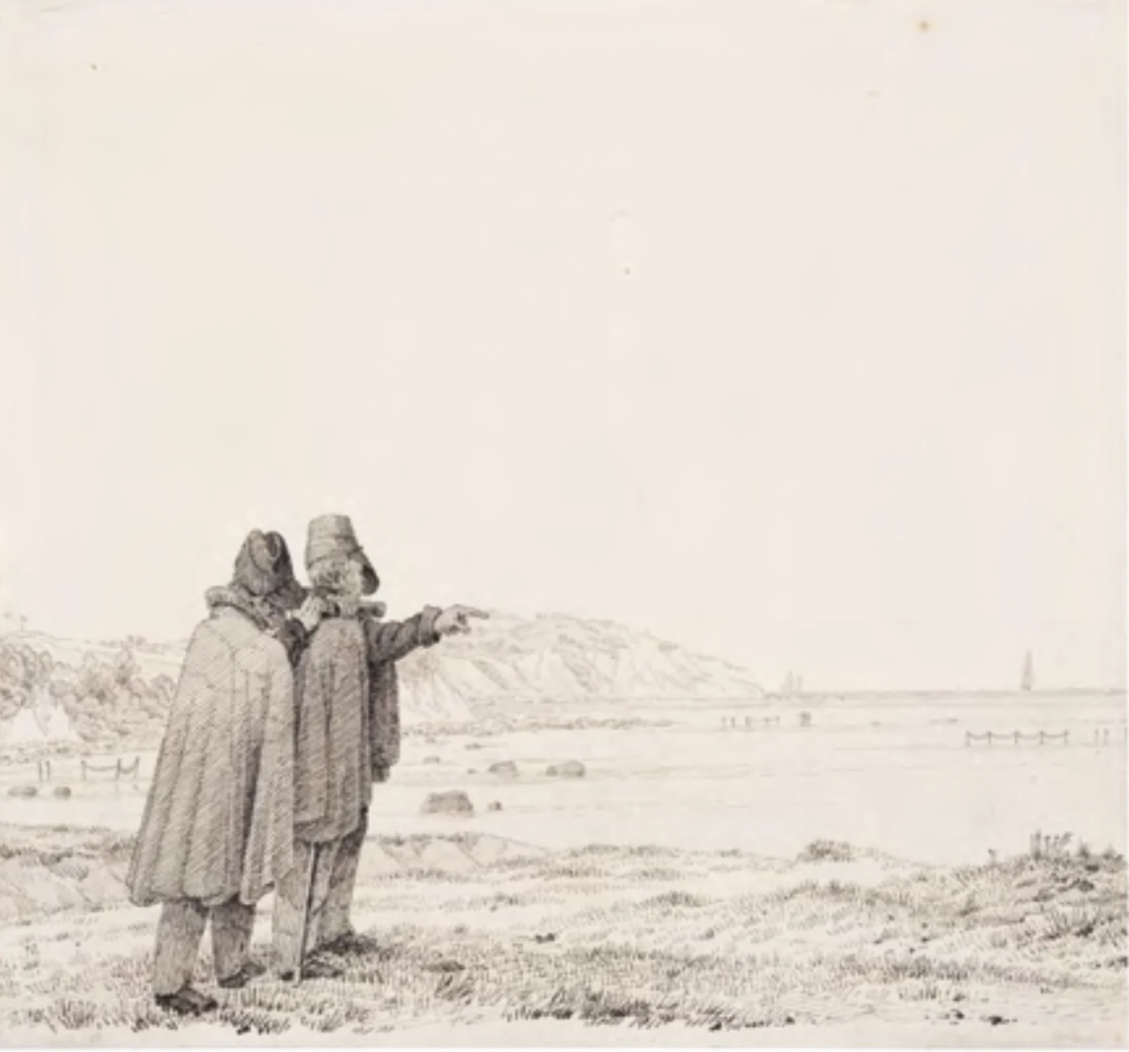 Deux hommes montrant la mer (côte sud de Rügen, Mönchgut), Caspar David Friedrich