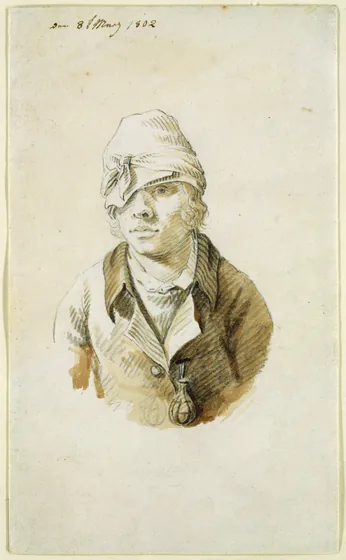 Autoportrait avec capuchon et rabat de visière — Caspar David Friedrich