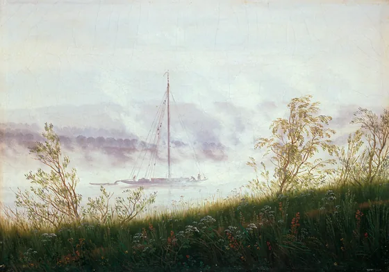 Barque dans le brouillard matinal — Caspar David Friedrich
