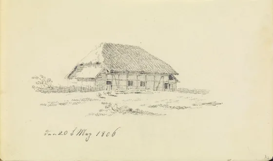 Ferme au toit de roseaux — Caspar David Friedrich