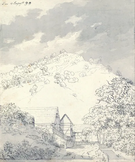Fermes sur le flanc d'une montagne — Caspar David Friedrich
