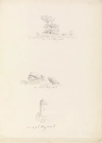 Arbre, dolmen et tour — Caspar David Friedrich
