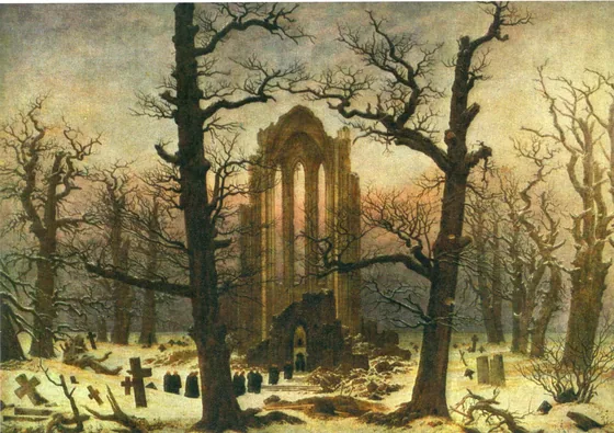 Cimetière d'un cloître sous la neige — Caspar David Friedrich