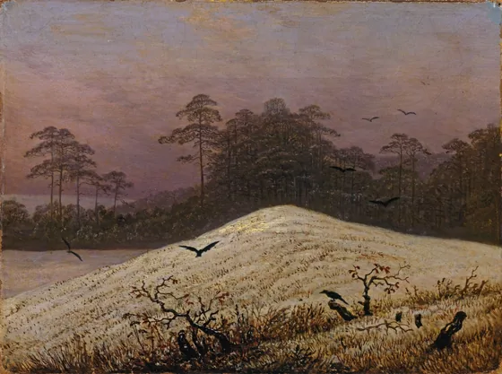 Colline de neige avec des corbeaux — Caspar David Friedrich