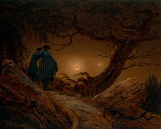Deux Hommes contemplant la lune — Caspar David Friedrich