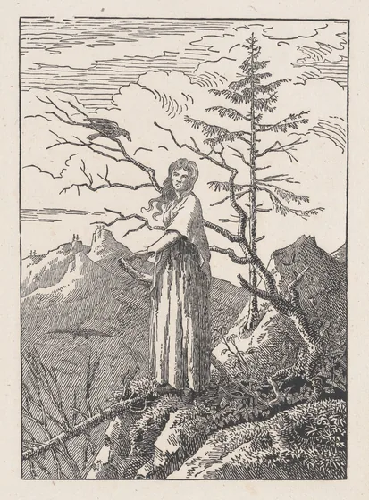 La Femme au corbeau au bord de l'abîme — Caspar David Friedrich