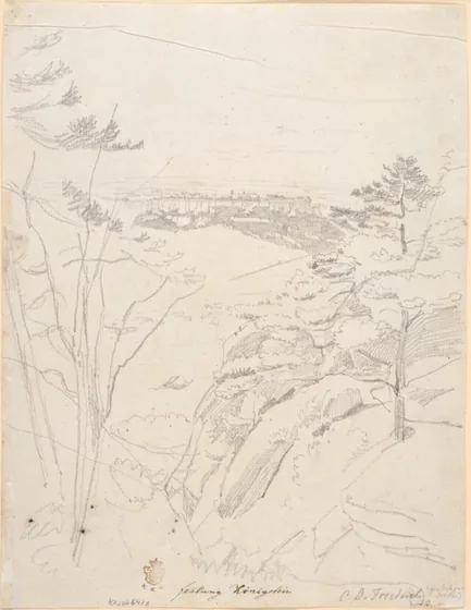 La forteresse de Königstein vue du Lilienstein — Caspar David Friedrich