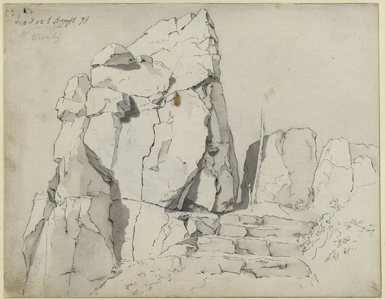 Étude de rochers, avec des marches à droite — Caspar David Friedrich