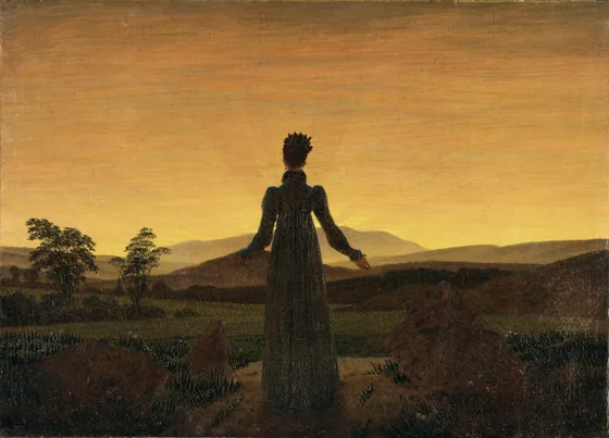 Femme devant le coucher de soleil — Caspar David Friedrich