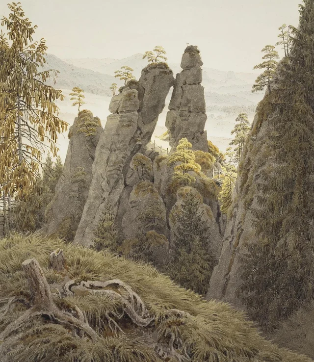 La roca-puerta en Neurathen, Caspar David Friedrich