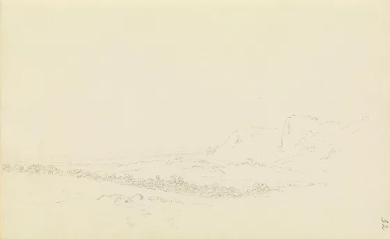 Paysage de la vallée de l'Elbe avec des montagnes — Caspar David Friedrich