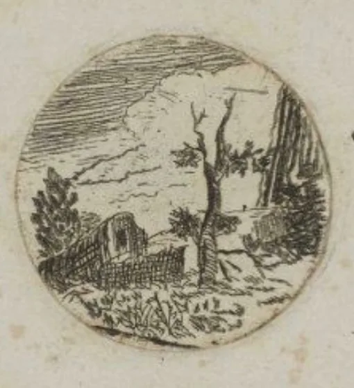 Paysage à l'arbre mort, en médaillon — Caspar David Friedrich