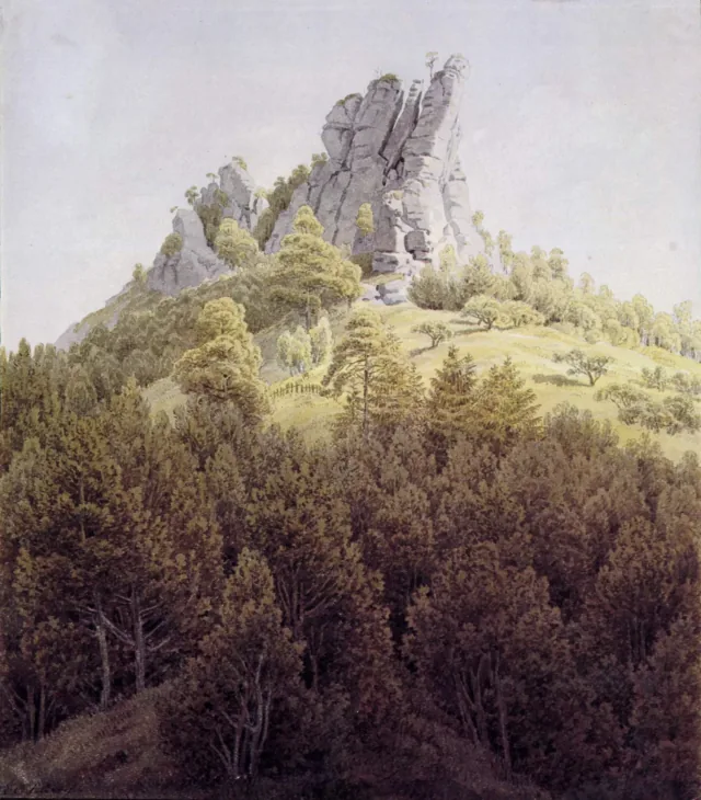 O Heldstein, perto de Rathen sobre o Elba, Caspar David Friedrich