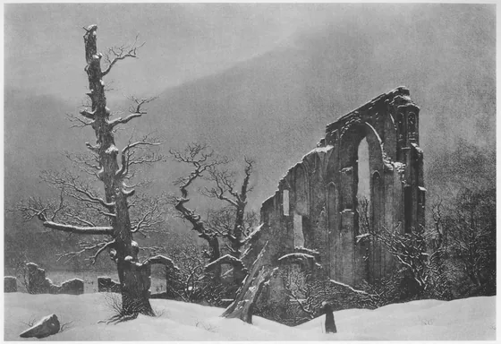 Moine dans la neige — Caspar David Friedrich