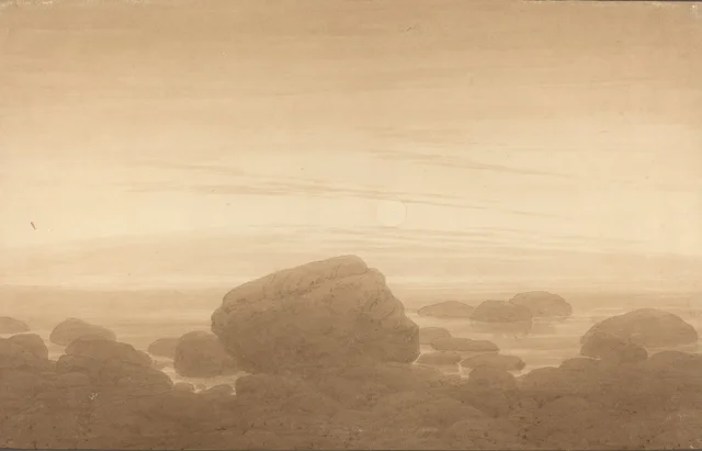Salida de la luna sobre una orilla solitaria, Caspar David Friedrich